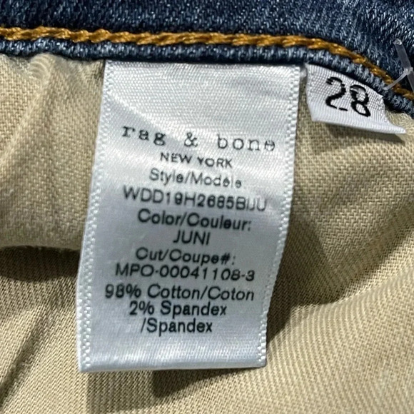 Rag & bone Cate Midrise Skinny Color Juni Dark Medium Jeans size 28 - Picture 5 of 9